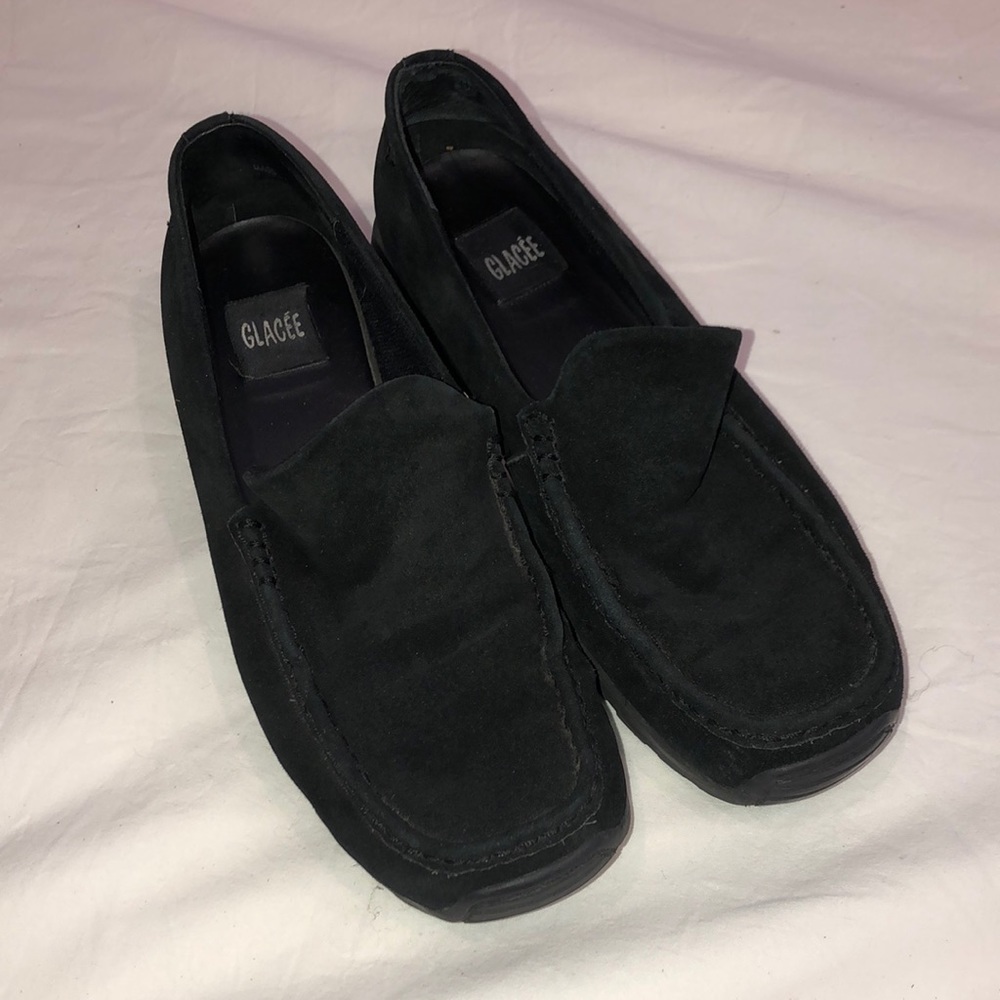 Pair of black suede loafers